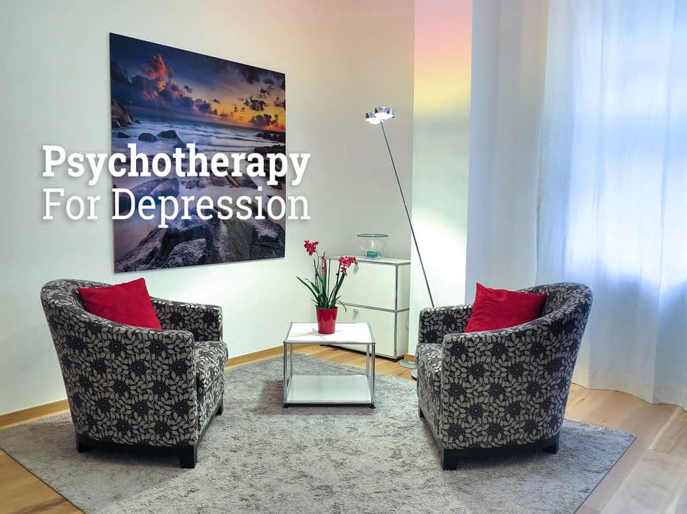 Psychotherapy for Depression represented by a picture of a room with two chairs
